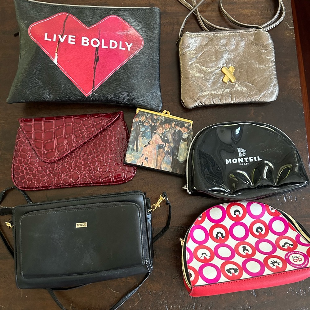 Bundle of Crossbody and Cosmetic Bags and Wallets